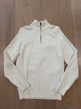 Gap Men's Cream Half-Zip Ribbed Sweater Size Small